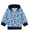Baby boys' hooded zip up Sweatshirt in printed jersey MARSHMALLOW white/MULTICO white