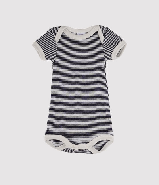 Baby Girls' Short-Sleeved Bodysuit SMOKING blue/LAIT white
