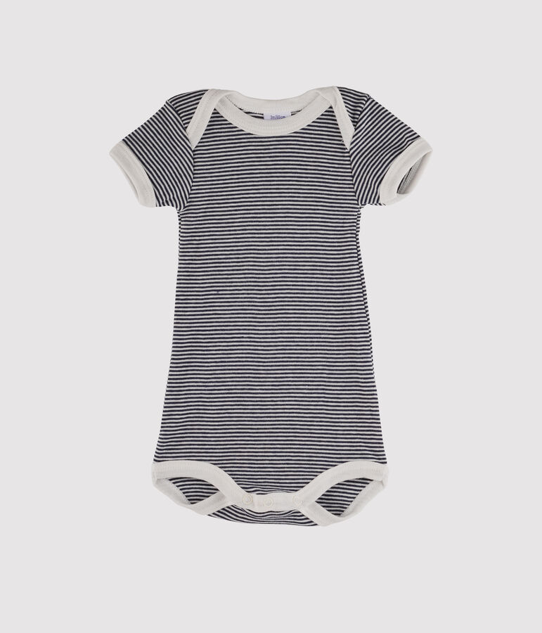 Baby Girls' Short-Sleeved Bodysuit SMOKING blue/LAIT white