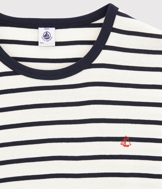Unisex Rib Knit Pyjamas with Sailor Stripes MARSHMALLOW white/SMOKING blue