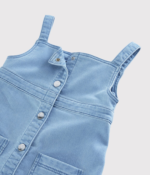 Girls' Denim Fleece Dungaree Dress blue