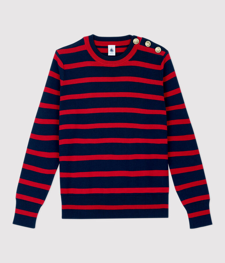 Women's Navy Cotton Jumper blue/red