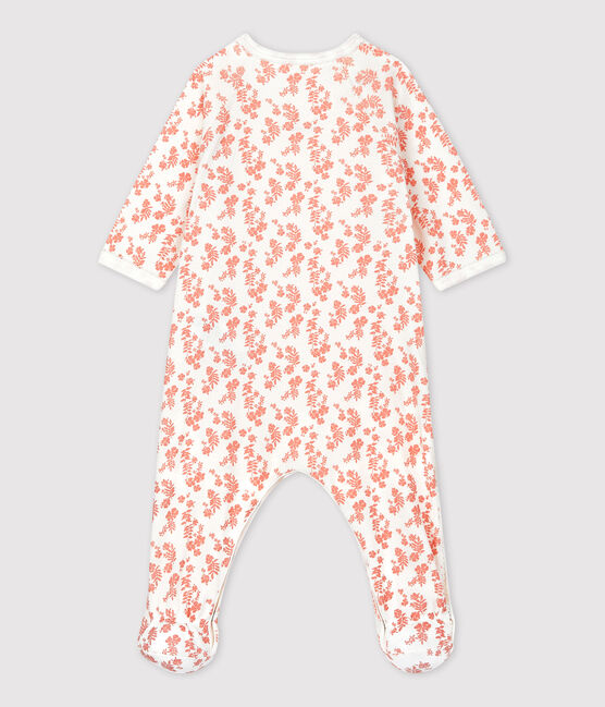 Babies' Organic Cotton Sleepsuit MARSHMALLOW white/PAPAYE