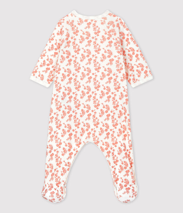 Babies' Organic Cotton Sleepsuit white/pink