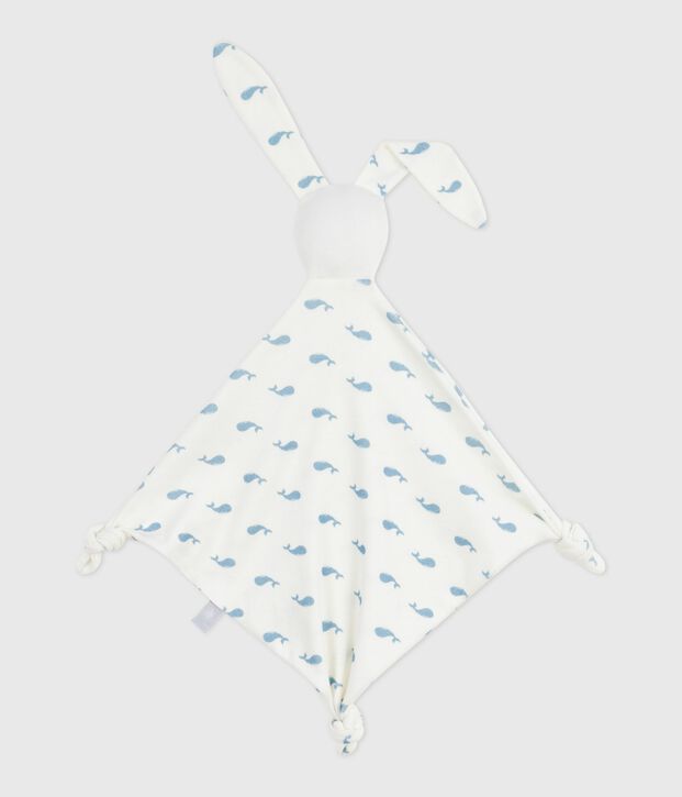 Babies' whale-print cotton comforter white/blue