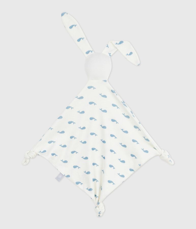 Babies' whale-print cotton comforter white/blue