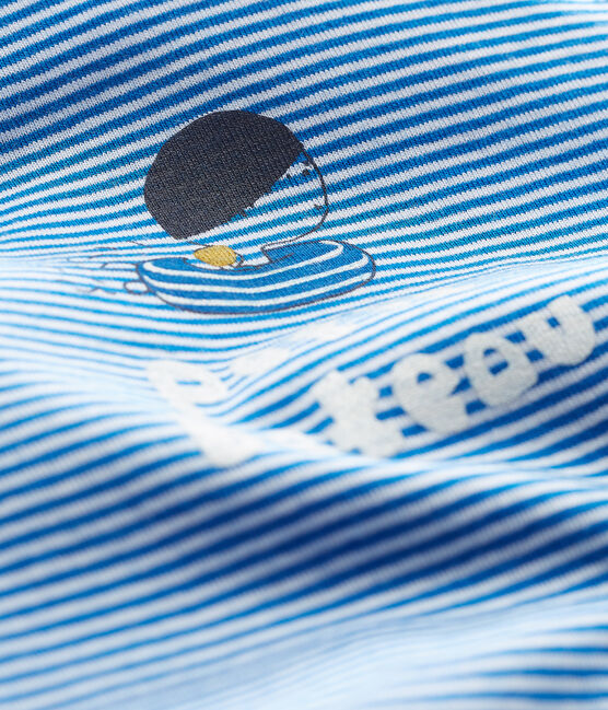 Baby boys' pinstriped Shortie RIYADH blue/MARSHMALLOW white