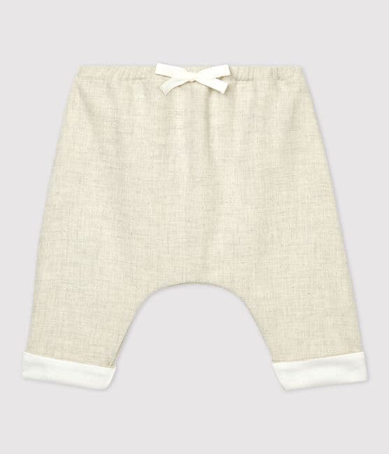 Babies' Organic Cotton Flannel Trousers MONTELIMAR CHINE beige