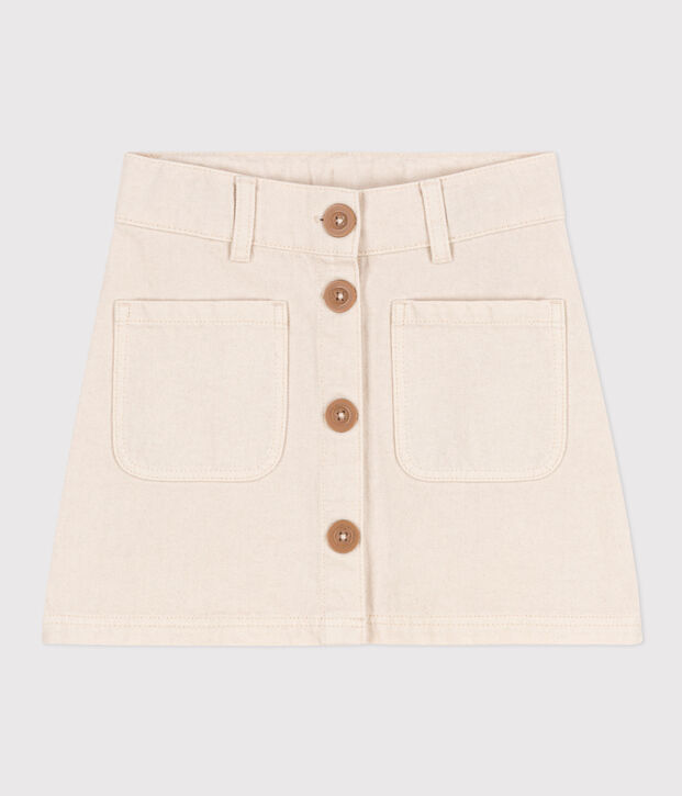 Girls' Denim Skirt Ecru