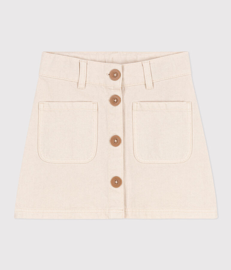 Girls' Denim Skirt Ecru