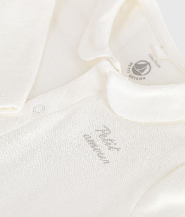 Babies' tube-knit pyjamas with a plain collar white