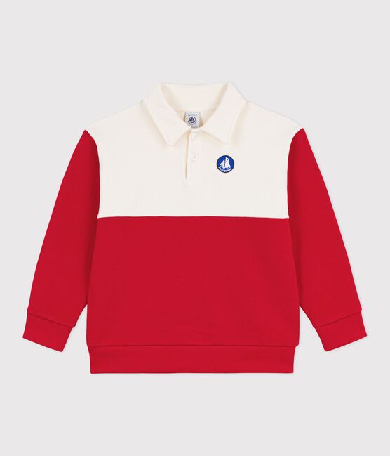 Children's polo-style cotton sweatshirt MILK red/POMPIER