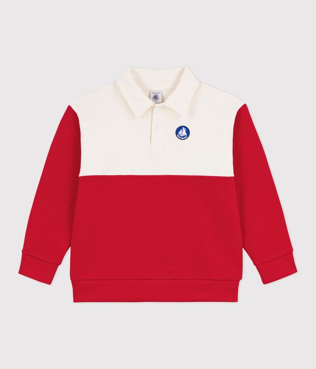 Children's polo-style cotton sweatshirt red/red