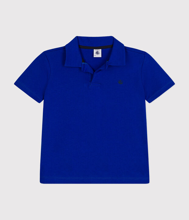 Boys' Short-Sleeved Cotton Polo Shirt blue