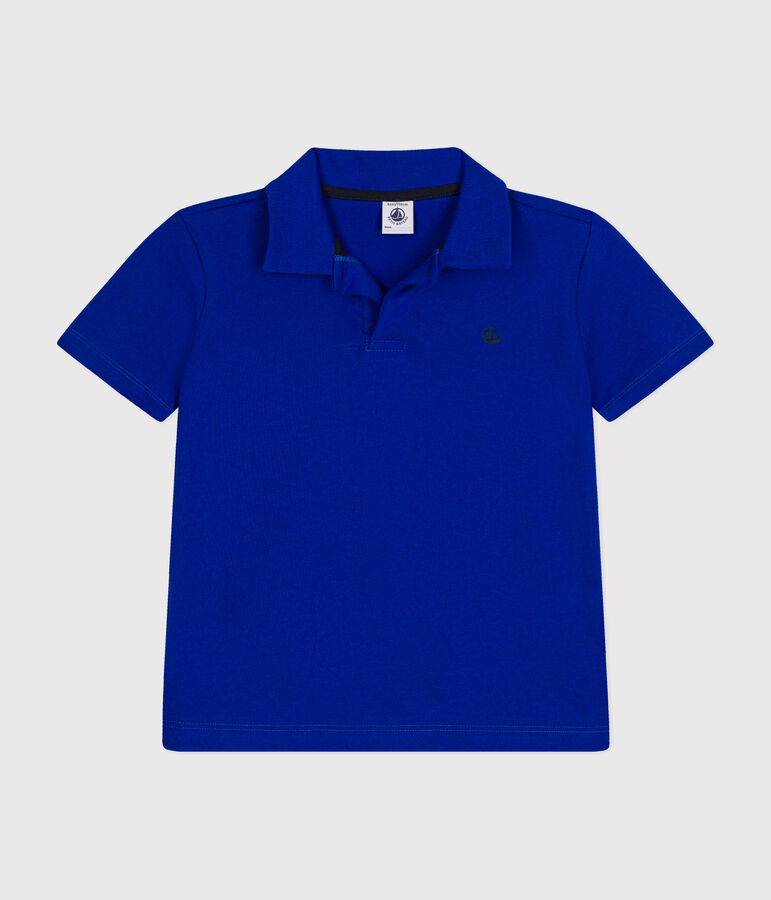 Boys' Short-Sleeved Cotton Polo Shirt SURF blue