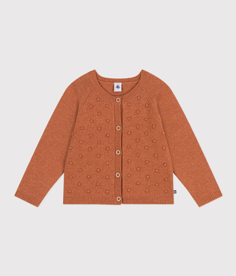 Girls' wool cardigan brown
