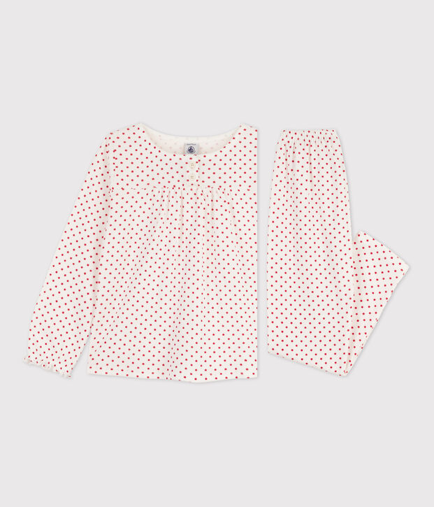 Girls' Starry Cotton Pyjamas white/red