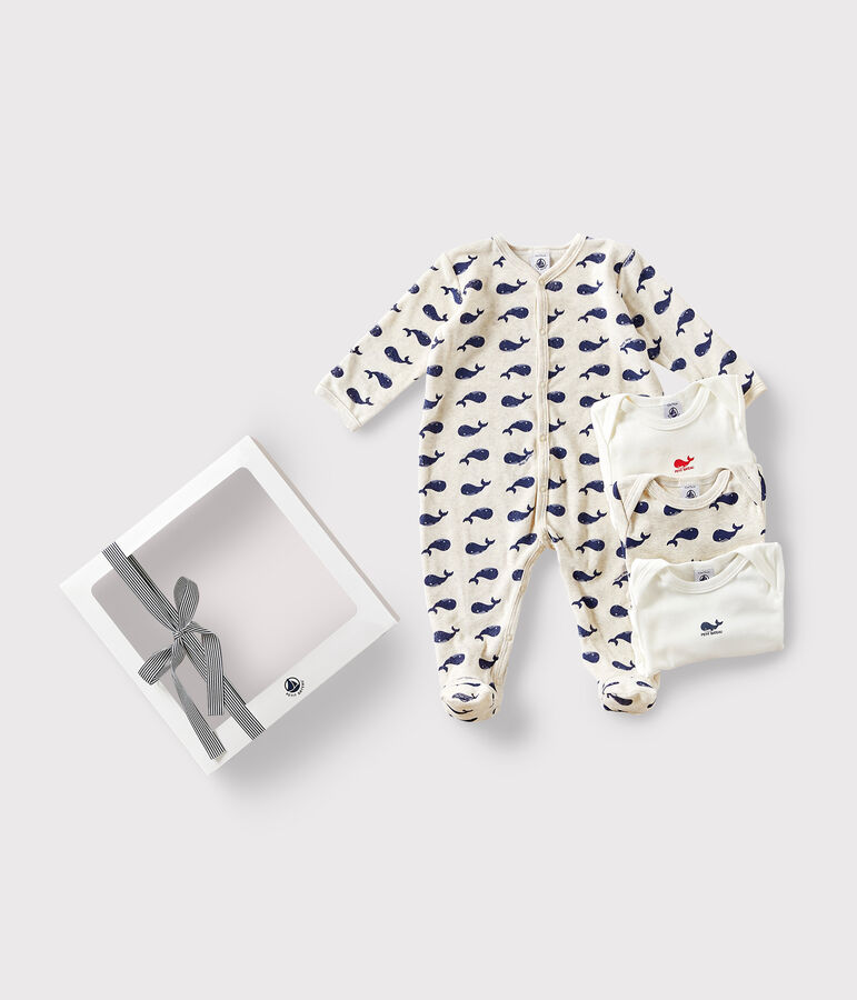 Babies' Pyjamas and 3-Pack of Whale Patterned Bodysuits multicolor