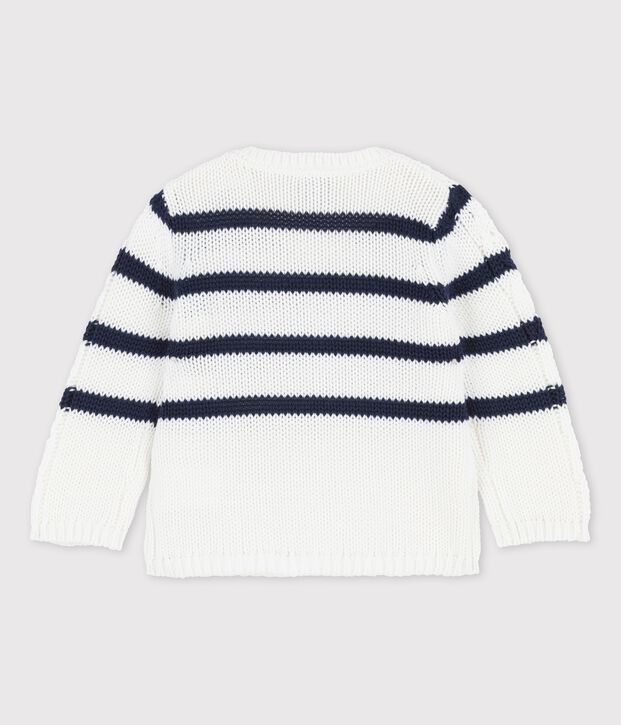 Babies' Cable Knit Jumper white/blue