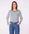 Women's long-sleeved cotton Breton top MARSHMALLOW white/SMOKING blue