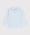 Children's stripy cotton Breton top MARSHMALLOW blue/FLO