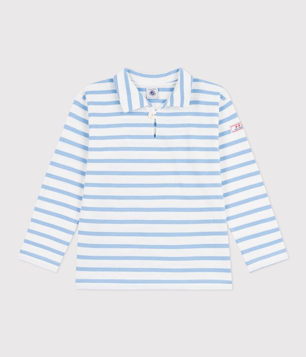 Children's stripy cotton Breton top blue/blue