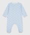 Babies' whale print cotton pyjama suit with a collar blue/white