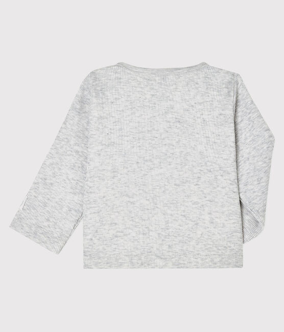 Babies' Organic Cotton 2x2 Rib Knit Cardigan BELUGA CHINE grey