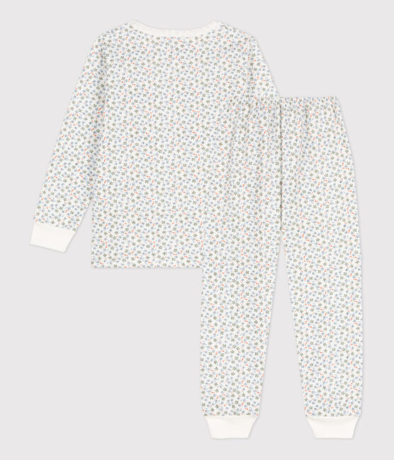 Girls' Floral Fleece Pyjamas MARSHMALLOW white/MULTICO white