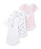 Set of 3 baby girls' short-sleeved bodysuits LOT white