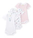 Set of 3 baby girls' short-sleeved bodysuits
