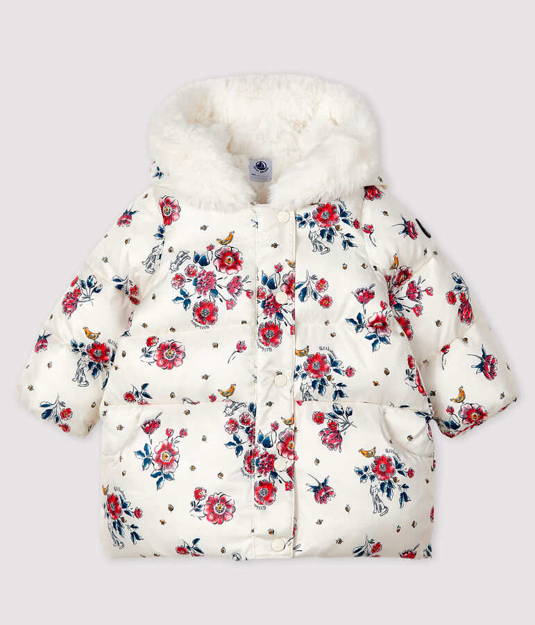 Baby girl's puffer jacket white/multicolor
