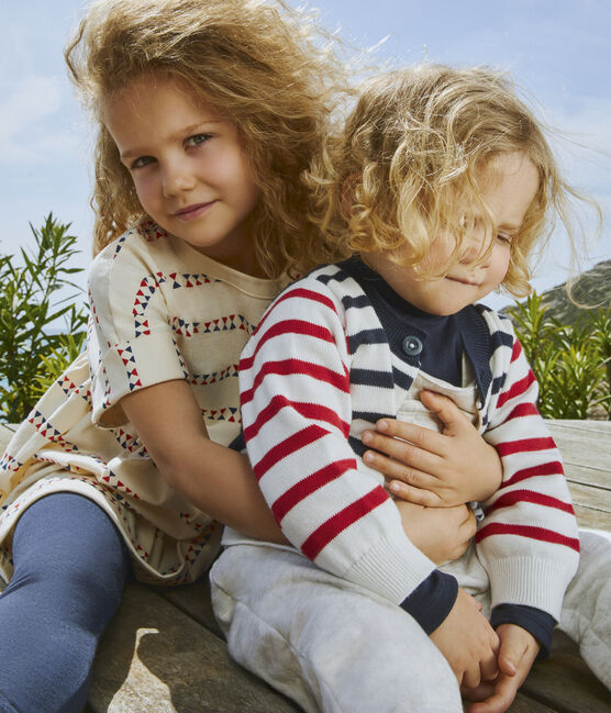 Babies' Cotton Knit Cardigan MARSHMALLOW white/MULTICO white
