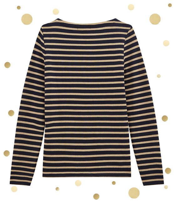 iconic women's breton top SMOKING blue/BRINDILLE BRILLANT brown
