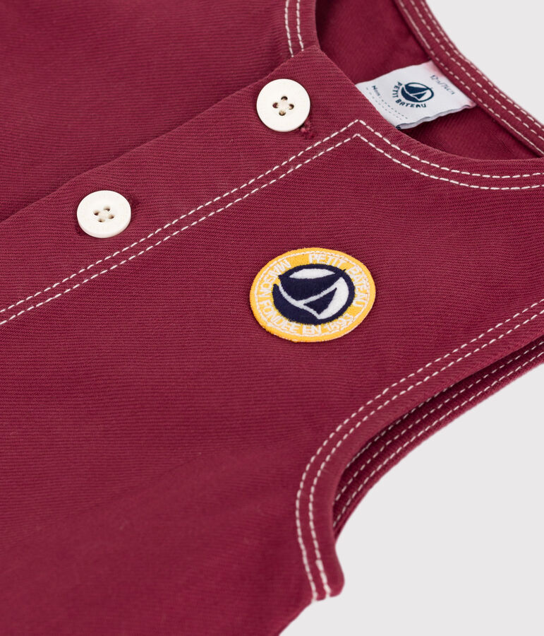 Babies' long plain denim jumpsuit red