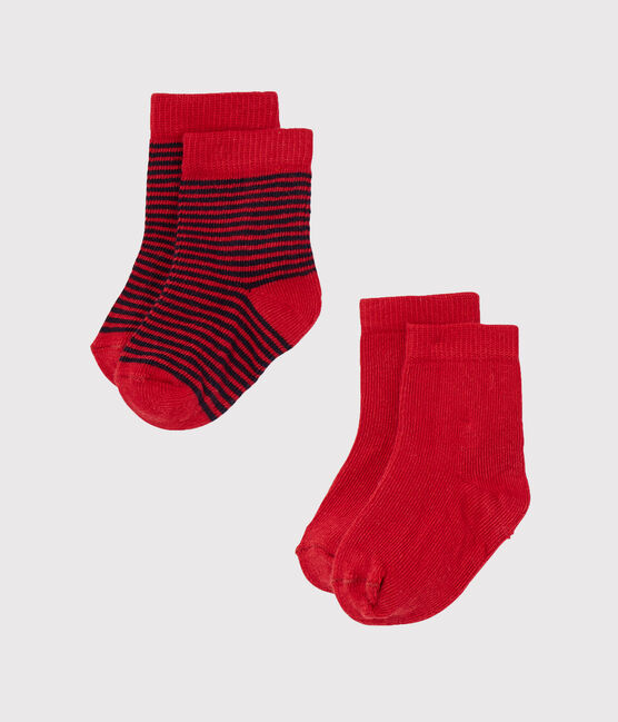 Set of 2 pairs of plain and striped baby's socks SPECIAL LOT 00