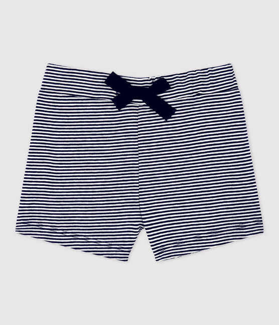 Babies' Organic Cotton Pinstriped Shorts SMOKING blue/MARSHMALLOW white