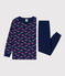 Children's unisex cotton Paris print pyjamas MEDIEVAL blue/MULTICO white