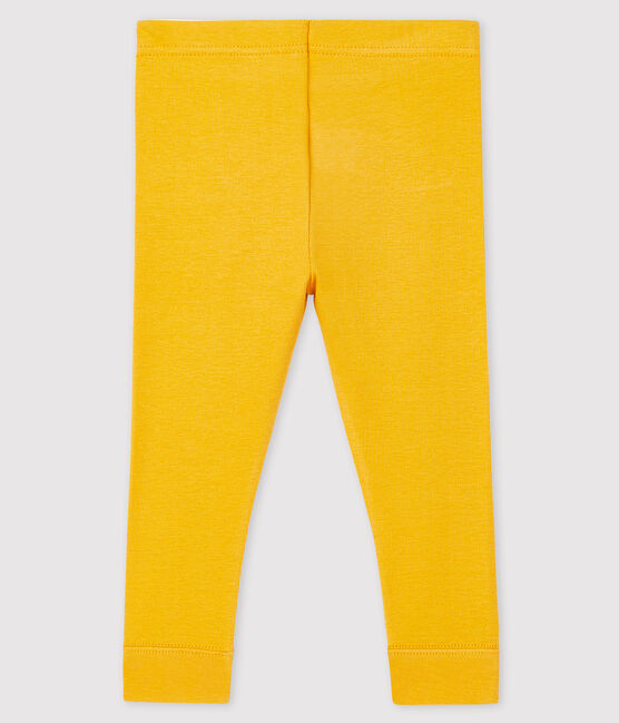 Baby girl's leggings in plain 1x1 rib knit BOUDOR yellow