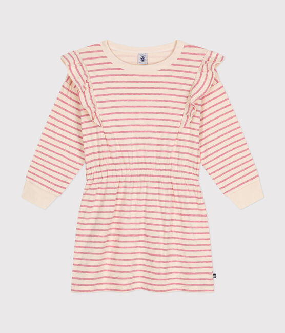 Girls' long-sleeved tube knit dress AVALANCHE pink/ROSELINE