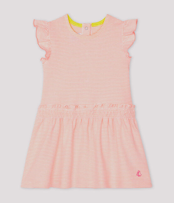Baby Girls' Pinstriped Dress PATIENCE pink/MARSHMALLOW white