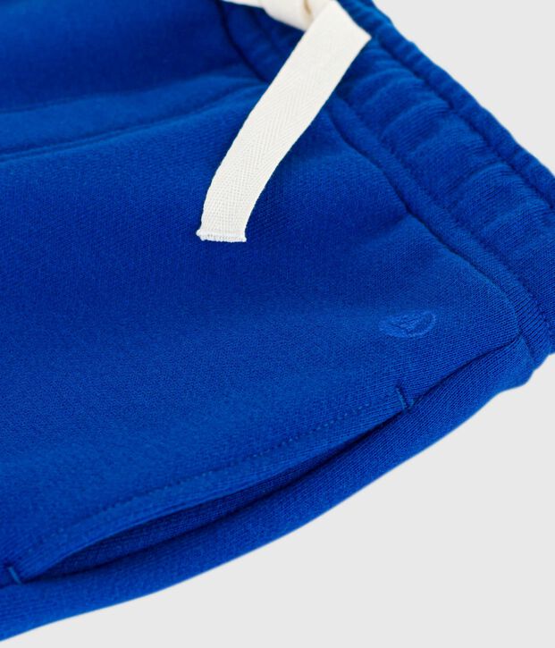 Children's plain cotton jogging bottoms blue