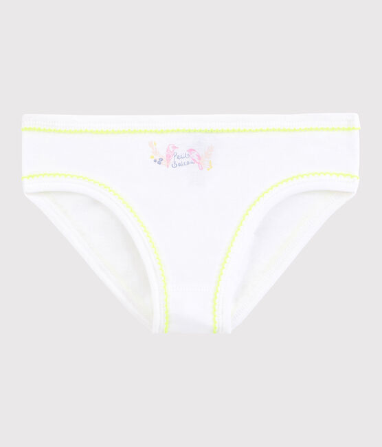 Girls' Cotton Knickers ECUME white/JAUNE yellow