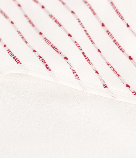 Babies' Cotton Bath Wrap MARSHMALLOW white/TERKUIT red