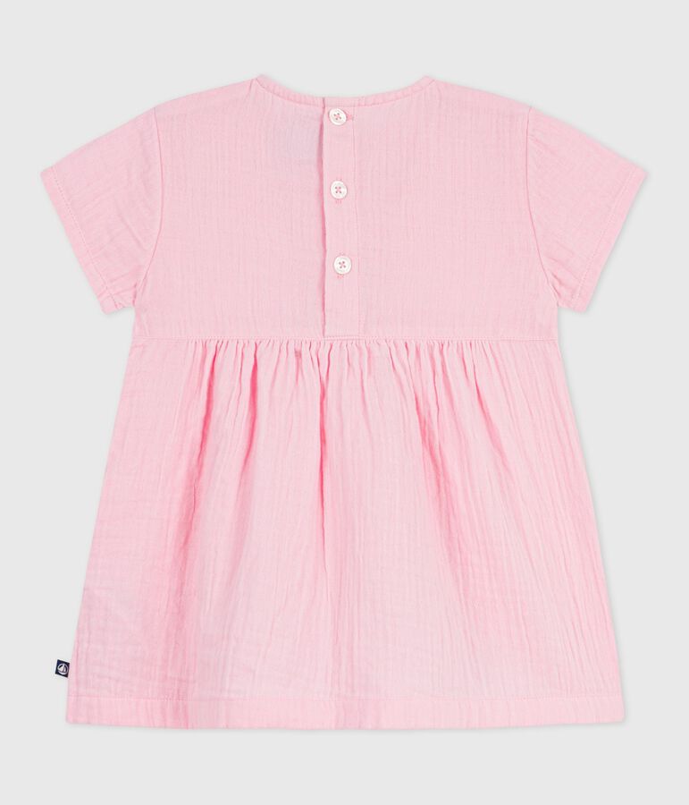 Babies' short-sleeved plain cotton dress MARQUISE pink