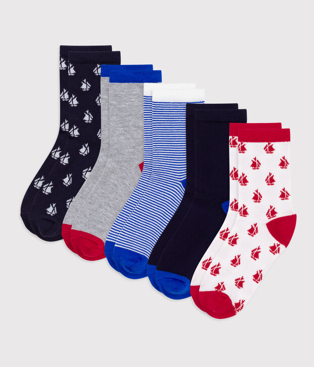Children's cotton socks printed with boats - 5-Pack multicolor