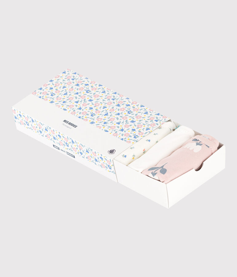 Floral Cotton Vest Bodysuits - Pack of 5 multicolor