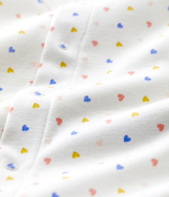 Babies' Footless Organic Cotton Bodyjama MARSHMALLOW white/MULTICO white