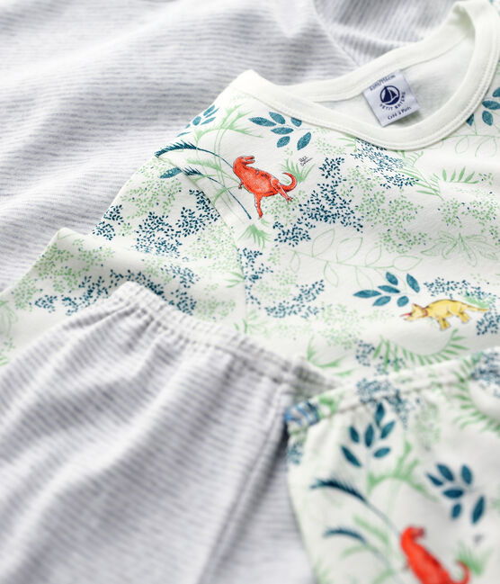 Boys' Pinstriped Dinosaur Print Cotton Pyjamas - 2-Pack variante 1
