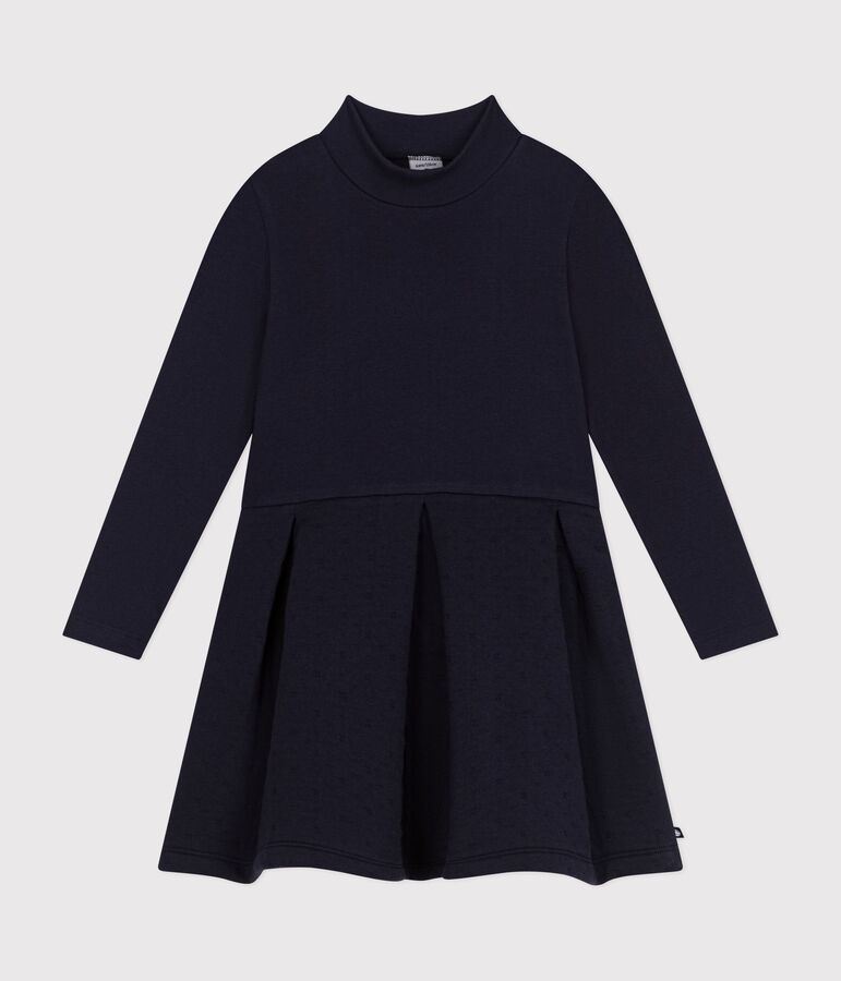 Girls' long-sleeved plain dress SMOKING blue